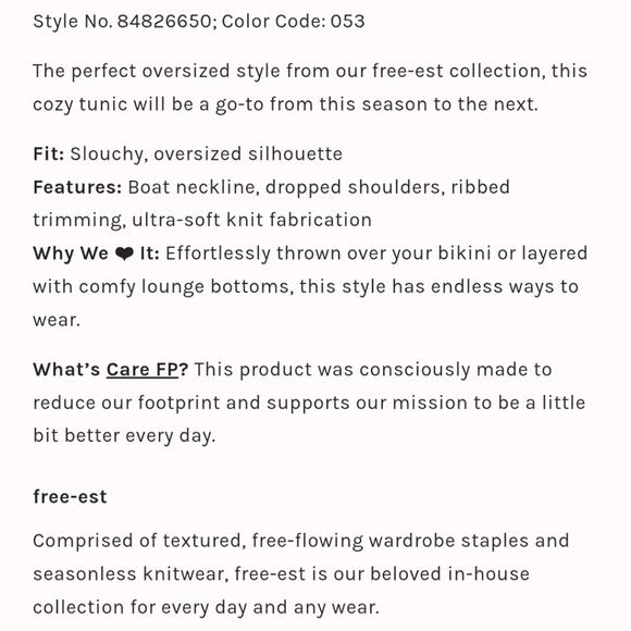 Free People FP Beach NEW Melanie Pastel Purple Oversized Slouchy Sweater Tunic S - Picture 11 of 16